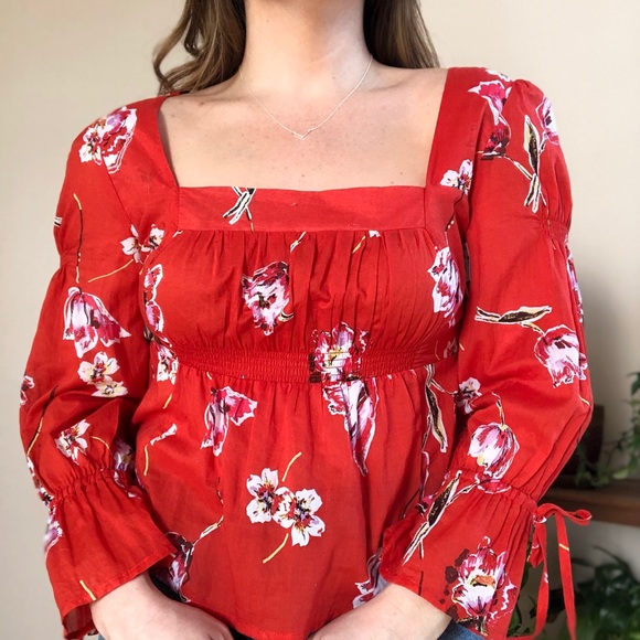Free People Floral Square Neck Top - Picture 7 of 7